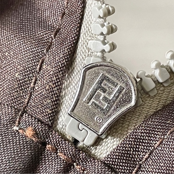 Fendi off white canvas brown leather small rectangular backpack - Picture 12 of 14